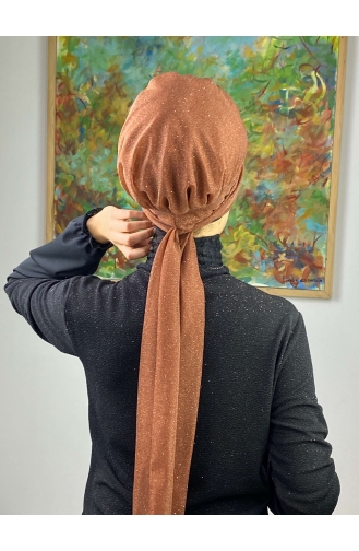 Hürrem Bonnet Écharpe Pailleté Unité Unique 57ARA181222-09 Couleur Cuivre 57ARA181222-09