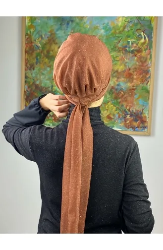 Hürrem Single Unit Glittered Scarf Bonnet 57ARA181222-09 Copper Color 57ARA181222-09