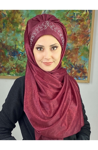 Claret Red Ready to Wear Turban 17ŞAL62-01