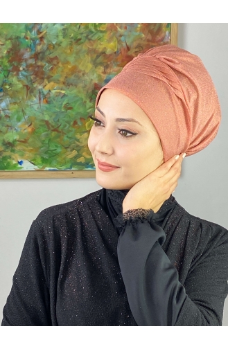 Saray Model Silvery Side Draped Outer Bonnet 34ARA181222-12 Salmon 34ARA181222-12