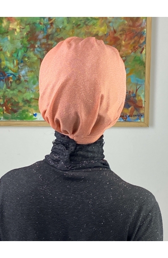 Bonnet Extérieur Drapé Sur Le Côté Argenté Modèle Saray 34ARA181222-12 Saumon 34ARA181222-12