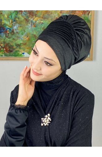 Saray Model Silvery Side Draped Outer Bonnet 34ARA181222-05 Black 34ARA181222-05