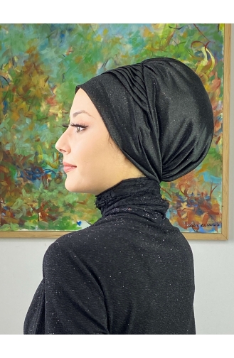 Saray Model Silvery Side Draped Outer Bonnet 34ARA181222-05 Schwarz 34ARA181222-05