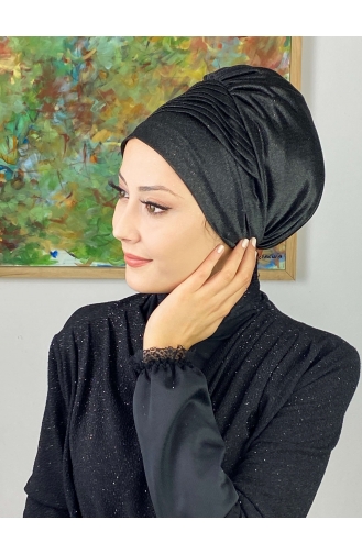 Saray Model Silvery Side Draped Outer Bonnet 34ARA181222-05 Black 34ARA181222-05