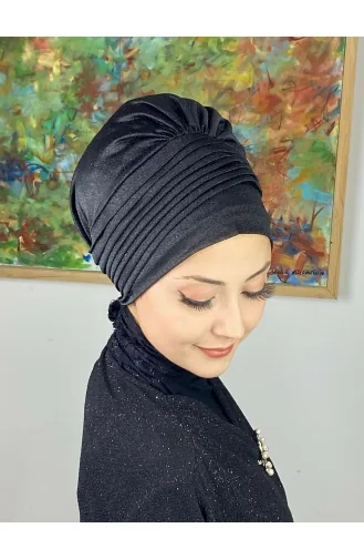 Saray Model Simli Yan Drapeli Dış Bone 34ARA181222-05 Siyah