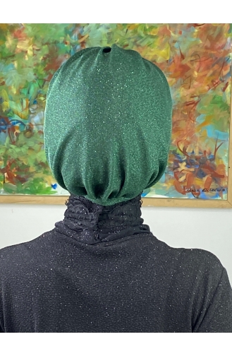 Saray Model Glitter Side Draped Outer Bonnet 34ARA181222-07 Emerald Green 34ARA181222-07