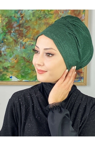 Saray Model Glitter Side Draped Outer Bonnet 34ARA181222-07 Emerald Green 34ARA181222-07