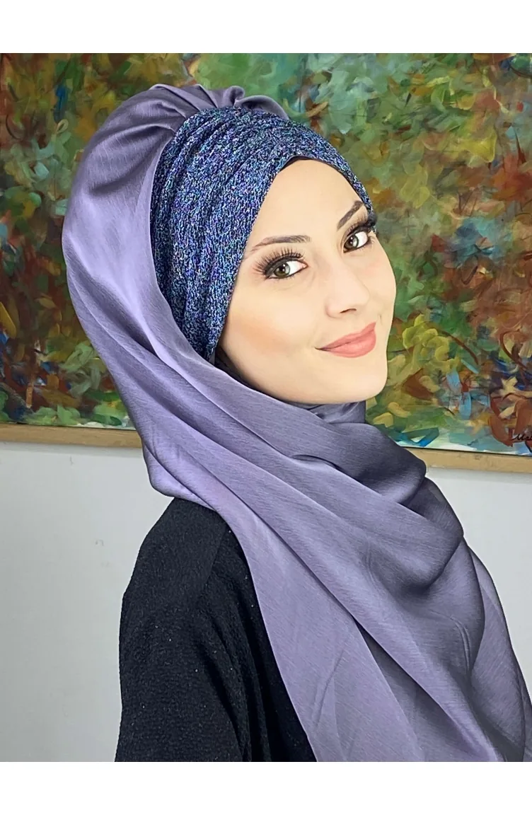 Dark Lilac Ready to wear Turban 17ŞAL1-11