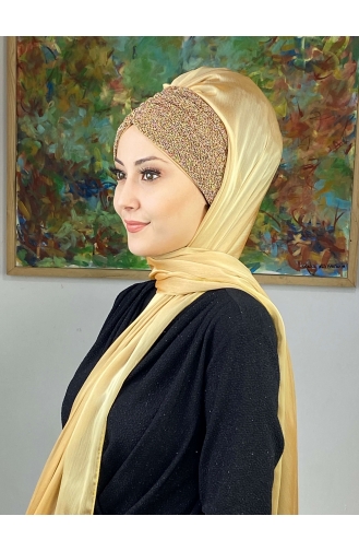 Goldfarbig Praktischer Turban 17ŞAL1-04