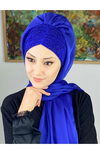 Saxon blue Ready to wear Turban 17ŞAL1-06