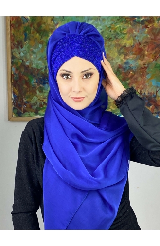 Saxon blue Ready to wear Turban 17ŞAL1-06