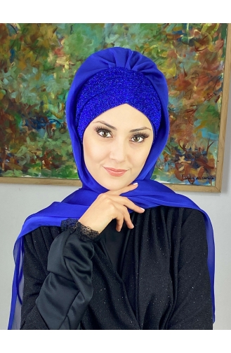 Saxon blue Ready to wear Turban 17ŞAL1-06