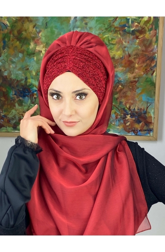 Rot Praktischer Turban 17ŞAL1-07