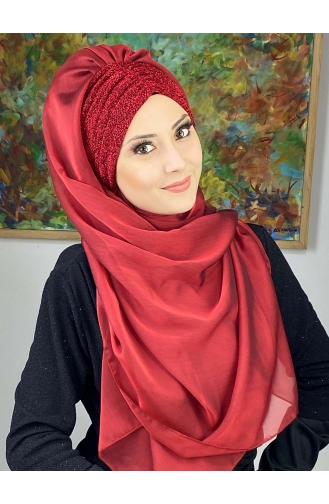 Rot Praktischer Turban 17ŞAL1-07