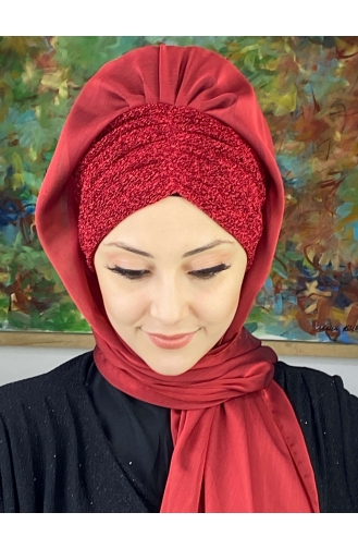 Rot Praktischer Turban 17ŞAL1-07