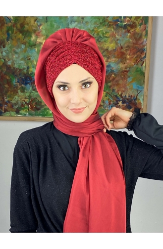 Rot Praktischer Turban 17ŞAL1-07