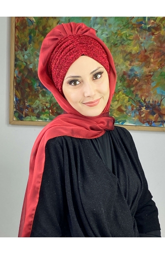 Rot Praktischer Turban 17ŞAL1-07