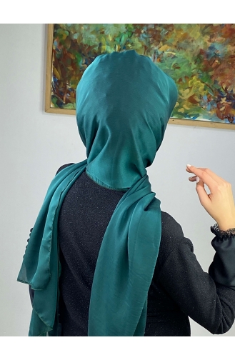 Sultan Model Fransız Şifon Büzgülü Şal ARA17ŞAL1-08 Zümrüt Yeşili