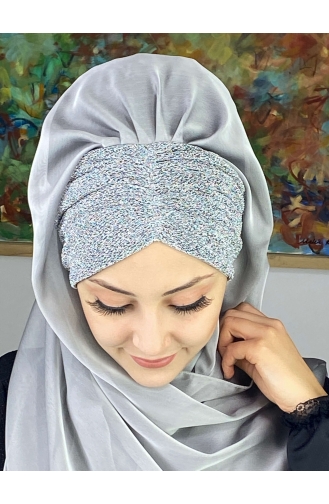 Silver Gray Ready to Wear Turban 17ŞAL1-09
