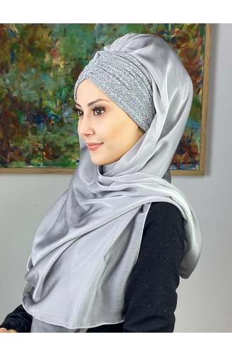 Silver Gray Ready to Wear Turban 17ŞAL1-09