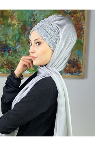 Silver Gray Ready to Wear Turban 17ŞAL1-09