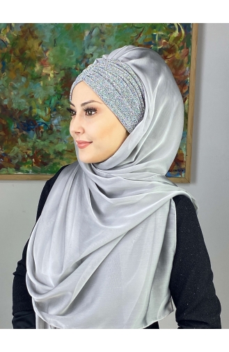 Silbergrau Praktischer Turban 17ŞAL1-09