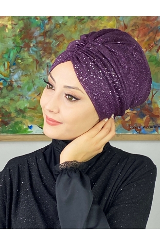 Sultan Model Glittered Gathered Outer Bonnet 20ARA181222-11 Purple 20ARA181222-11