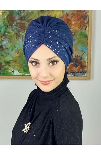 Bonnet Extérieur Réuni à Paillettes Modèle Sultan 20ARA181222-02 Bleu Marine 20ARA181222-02