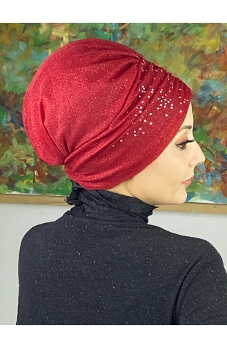 Bonnet Extérieur Réuni à Paillettes Modèle Sultan 20ARA181222-03 Rouge 20ARA181222-03