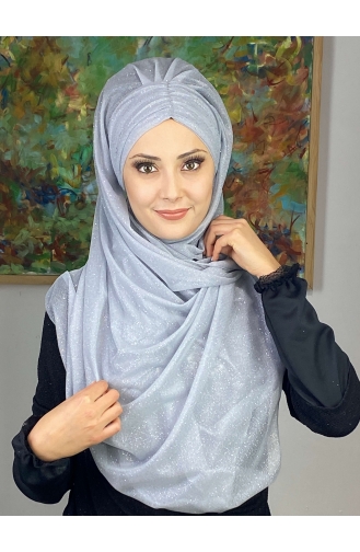 Silver Gray Ready to wear Turban 17ŞAL38-03