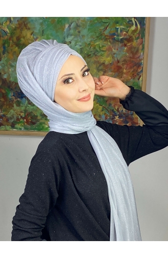 Silver Gray Ready to wear Turban 17ŞAL38-03