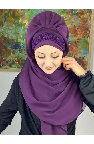 Lila Praktischer Turban 17ŞAL12-10