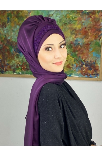 Lila Praktischer Turban 17ŞAL12-10