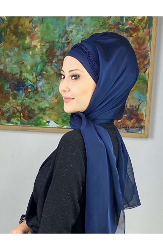 Navy Blue Ready to Wear Turban 17ŞAL12-05