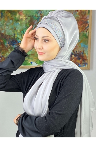 Silver Gray Ready to Wear Turban 17ŞAL12-07