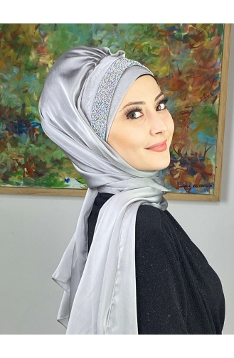 Silver Gray Ready to wear Turban 17ŞAL12-07