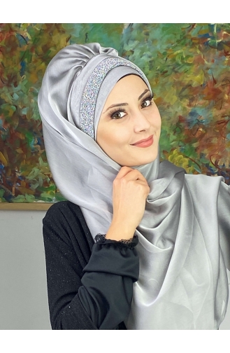 Silbergrau Praktischer Turban 17ŞAL12-07