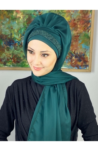 Emerald Green Ready to Wear Turban 17ŞAL12-08