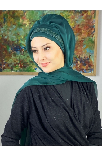 Emerald Green Ready to Wear Turban 17ŞAL12-08