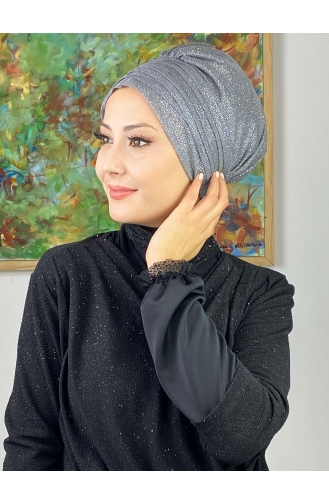 Topkapı Silvery Cross Draped Outer Bonnet 48ARA181222-09 Gray 48ARA181222-09