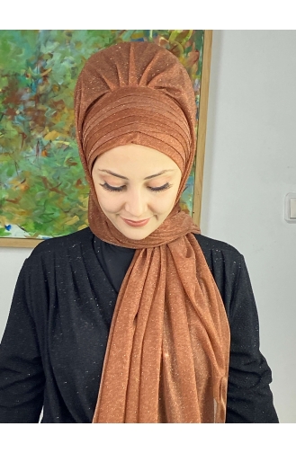 Turban Pret-a-Porter Couleur cuivre 17ŞAL64-01