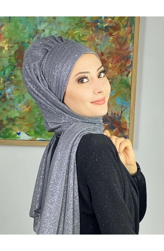 Gray Ready to Wear Turban 17ŞAL64-03