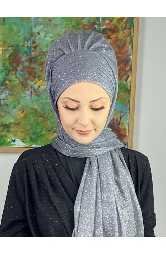 Gray Ready to Wear Turban 17ŞAL64-03