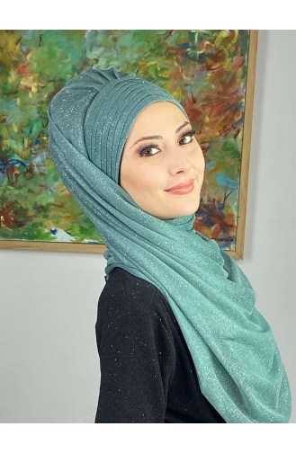 Turban Pret-a-Porter Vert eau 17ŞAL64-08