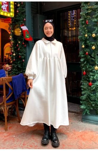 White Young Hijab Dress 00233-03