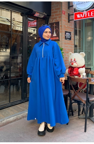 Saxon blue Young Hijab Dress 00233-06