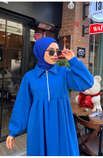 Saxon blue Young Hijab Dress 00233-06