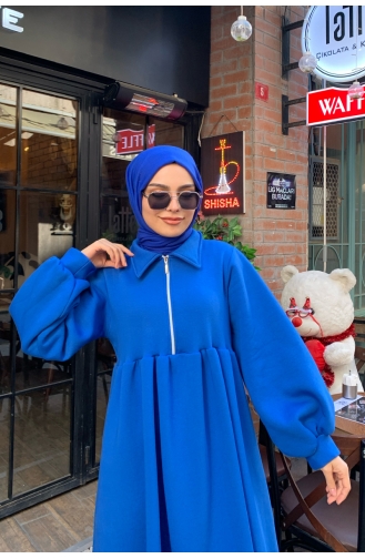 Saxon blue Young Hijab Dress 00233-06