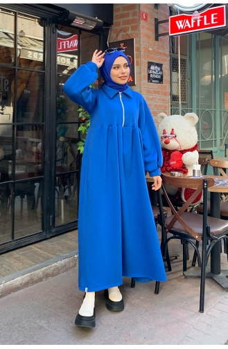 Saxon blue Young Hijab Dress 00233-06
