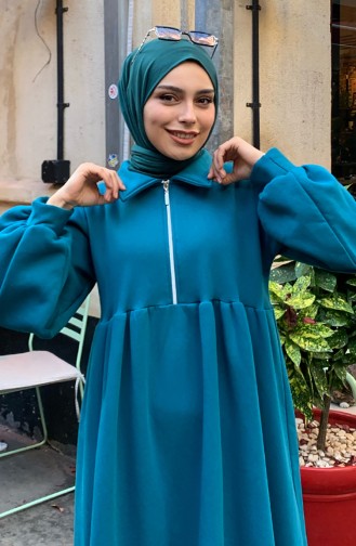 Robe Hijab Bleu Pétrole 00209-07